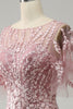 Load image into Gallery viewer, Grey Pink Mermaid Tulle Mother of the Bride Dress with Lace