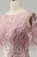 Load image into Gallery viewer, Grey Pink Mermaid Tulle Mother of the Bride Dress with Lace