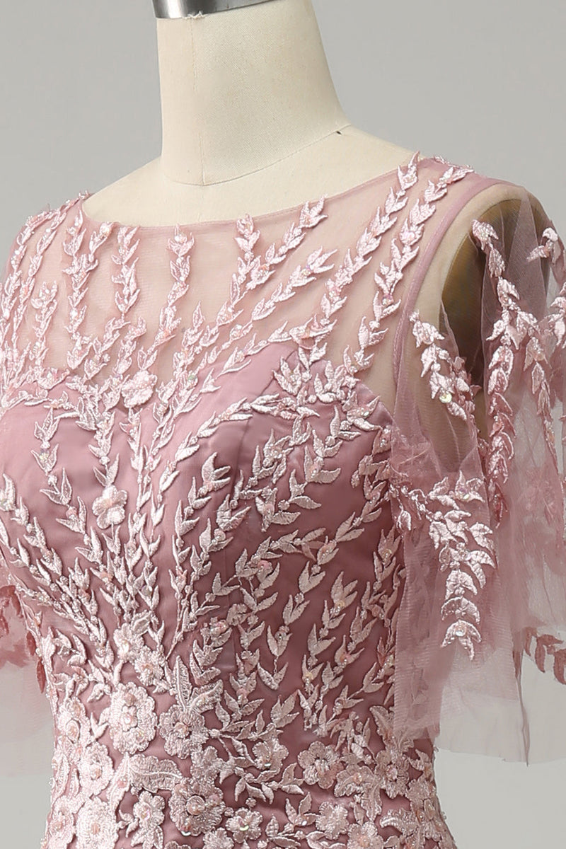 Load image into Gallery viewer, Grey Pink Mermaid Tulle Mother of the Bride Dress with Lace