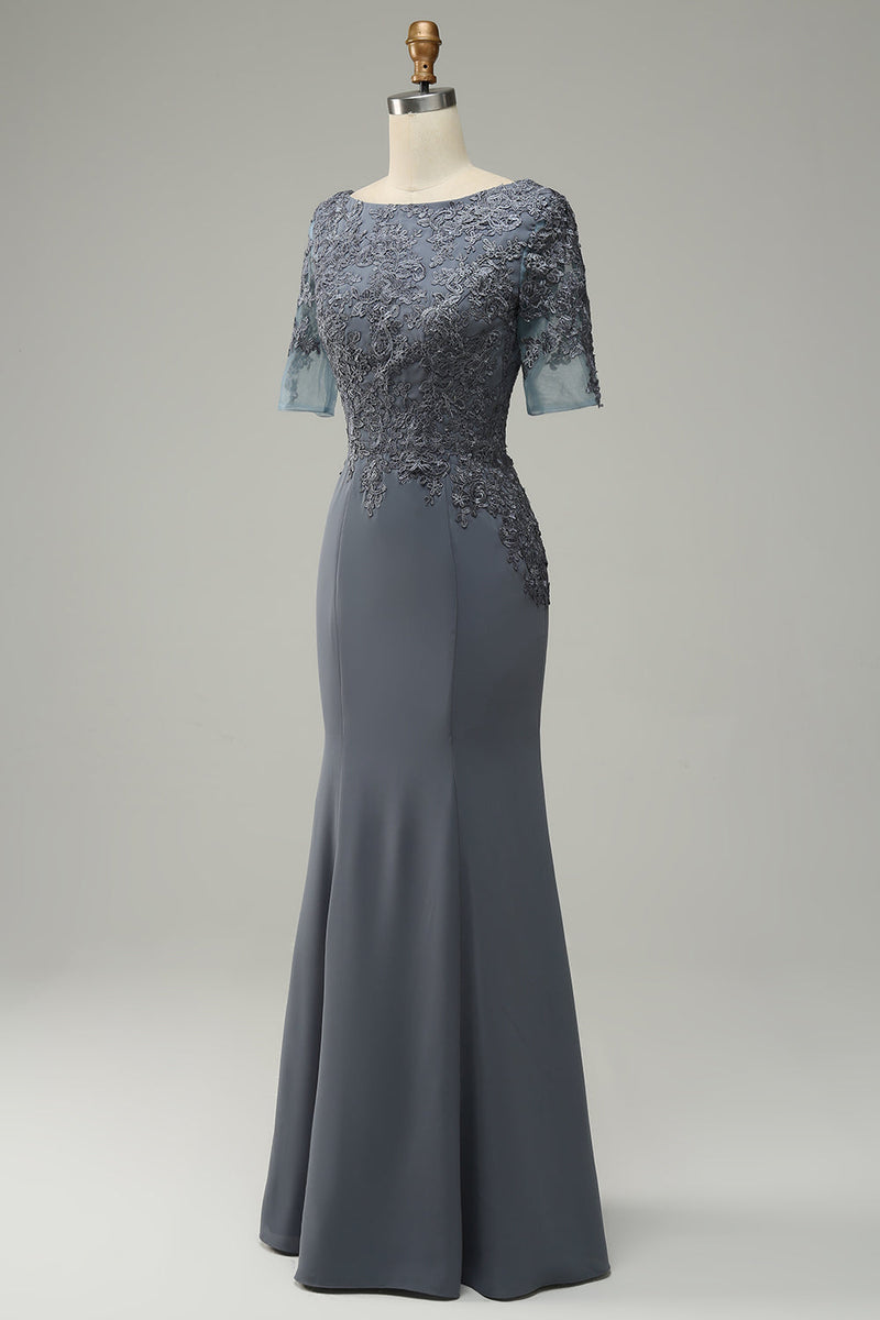 Load image into Gallery viewer, Grey Appliques Mother of Bride Dress