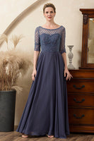 Load image into Gallery viewer, Sparkly Grey Blue Beaded Mother of the Bride Dress