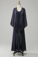Load image into Gallery viewer, Navy Two Piece Sparkly Beaded Mother of the Bride Dress