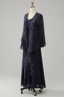 Load image into Gallery viewer, Navy Two Piece Sparkly Beaded Mother of the Bride Dress
