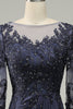 Load image into Gallery viewer, Long Sleeves Blue Mother of Bride Dress with Appliques