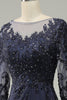 Load image into Gallery viewer, Long Sleeves Blue Mother of Bride Dress with Appliques