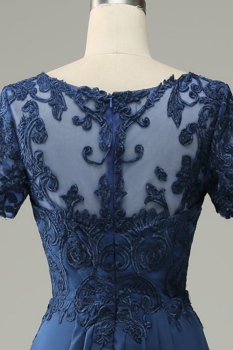 Load image into Gallery viewer, Blue A Line Mother of Bride Dress with Appliques