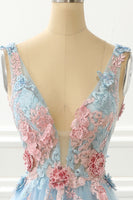 Load image into Gallery viewer, A-Line Blue Princess Prom Dress With Appliques