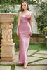 Load image into Gallery viewer, Sheath Spaghetti Straps Light Green Long Bridesmaid Dress with Bowknot