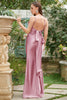 Load image into Gallery viewer, Sheath Spaghetti Straps Light Green Long Bridesmaid Dress with Bowknot