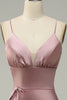 Load image into Gallery viewer, Spaghetti Straps Satin Wedding Guest Dress