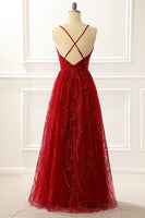 Load image into Gallery viewer, A-Line Spaghetti Straps Burgundy Princess Long Prom Dress