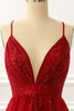 Load image into Gallery viewer, A-Line Spaghetti Straps Burgundy Princess Long Prom Dress