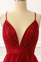 Load image into Gallery viewer, A-Line Spaghetti Straps Burgundy Princess Long Prom Dress