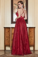 Load image into Gallery viewer, A-Line Burgundy Spaghetti Straps Long Prom Dress
