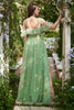 Load image into Gallery viewer, A-Line Spaghetti Straps Green Long Prom Dress with Embroidery