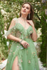 Load image into Gallery viewer, A-Line Spaghetti Straps Lavender Long Prom Dress with Embroidery