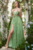 Load image into Gallery viewer, A-Line Spaghetti Straps Green Long Prom Dress with Embroidery