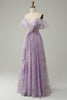 Load image into Gallery viewer, A-Line Spaghetti Straps Lavender Long Prom Dress with Embroidery