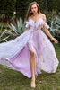 Load image into Gallery viewer, A-Line Spaghetti Straps Lavender Long Prom Dress with Embroidery