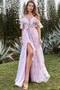 Load image into Gallery viewer, A-Line Spaghetti Straps Lavender Long Prom Dress with Embroidery