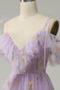 Load image into Gallery viewer, A-Line Spaghetti Straps Lavender Long Prom Dress with Embroidery