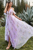 Load image into Gallery viewer, A-Line Spaghetti Straps Lavender Long Prom Dress with Embroidery