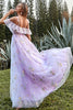 Load image into Gallery viewer, A-Line Spaghetti Straps Lavender Long Prom Dress with Embroidery