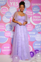 Load image into Gallery viewer, Tulle Sweetheart Purple Long Prom Dress with Ruffles