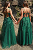 Load image into Gallery viewer, Dark Green A Line Tulle Plus Szie Prom Dress with Slit