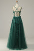 Load image into Gallery viewer, A-Line Tulle Dark Green Long Prom Dress with Slit