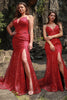 Load image into Gallery viewer, Spaghetti Straps Mermaid Plus Szie Prom Dress with Slit