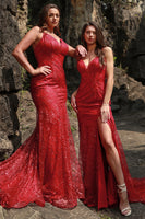 Load image into Gallery viewer, Spaghetti Straps Mermaid Plus Szie Prom Dress with Slit
