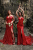 Load image into Gallery viewer, Spaghetti Straps Mermaid Plus Szie Prom Dress with Slit