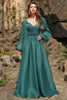 Load image into Gallery viewer, Off the Shoulder Green Plus Size Prom Dress with Ruffles