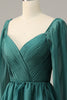 Load image into Gallery viewer, Navy Off Shoulder Long Sleeves Prom Dress with Ruffles