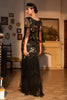 Load image into Gallery viewer, Sheath V Neck Dark Green Sequins Long 1920s Flapper Dress with Fringes