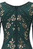 Load image into Gallery viewer, V Neck Black Long 1920s Flapper Dress with Sequins and Fringes