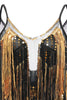 Load image into Gallery viewer, Black Golden Fringes 1920s Dress with Sequins