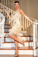 Load image into Gallery viewer, Tassels Champagne Roaring 20s Great Gatsby Dress for Party