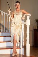 Load image into Gallery viewer, Tassels Champagne Roaring 20s Great Gatsby Dress for Party