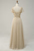 Load image into Gallery viewer, A-Line Apricot Long Prom Dress with Beading