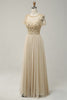 Load image into Gallery viewer, A-Line Apricot Long Prom Dress with Beading