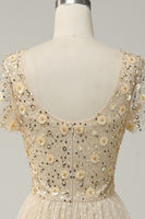 Load image into Gallery viewer, A-Line Apricot Long Prom Dress with Beading