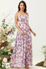 Load image into Gallery viewer, Blush Purple Flower Boho Chiffon Bridesmaid Dress