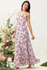 Load image into Gallery viewer, Blush Purple Flower Boho Chiffon Bridesmaid Dress