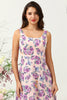 Load image into Gallery viewer, Blush Purple Flower Boho Chiffon Bridesmaid Dress