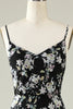 Load image into Gallery viewer, Black White Flower Boho Chiffon Bridesmaid Dress