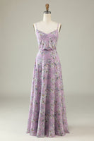 Load image into Gallery viewer, Black White Flower Boho Chiffon Bridesmaid Dress