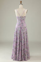 Load image into Gallery viewer, Black White Flower Boho Chiffon Bridesmaid Dress