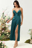 Load image into Gallery viewer, A Line Spaghetti Straps Dark Green Plus Size Bridesmaid Dress with Backless